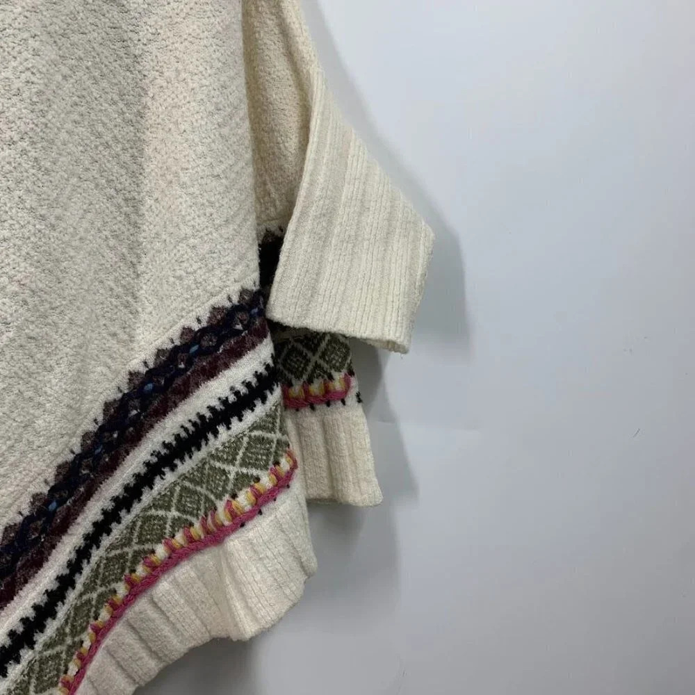 Anthropologie Sleeping On Snow Women's Off White Poncho Asymmetrical Size XS/S‎ - Picture 5 of 12